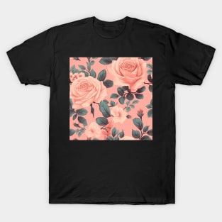 Pink Rose Floral Pattern T-Shirt